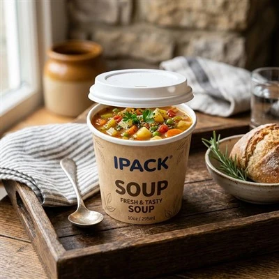 Tasses de sopa de paper de 10 oz amb tapa